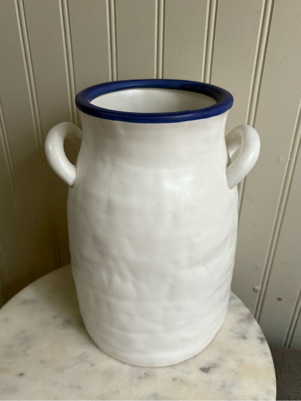 IKEA GODTAGBAR Ceramic Vase White & Cobalt Blue Nautical Scandinavian Milk Jug